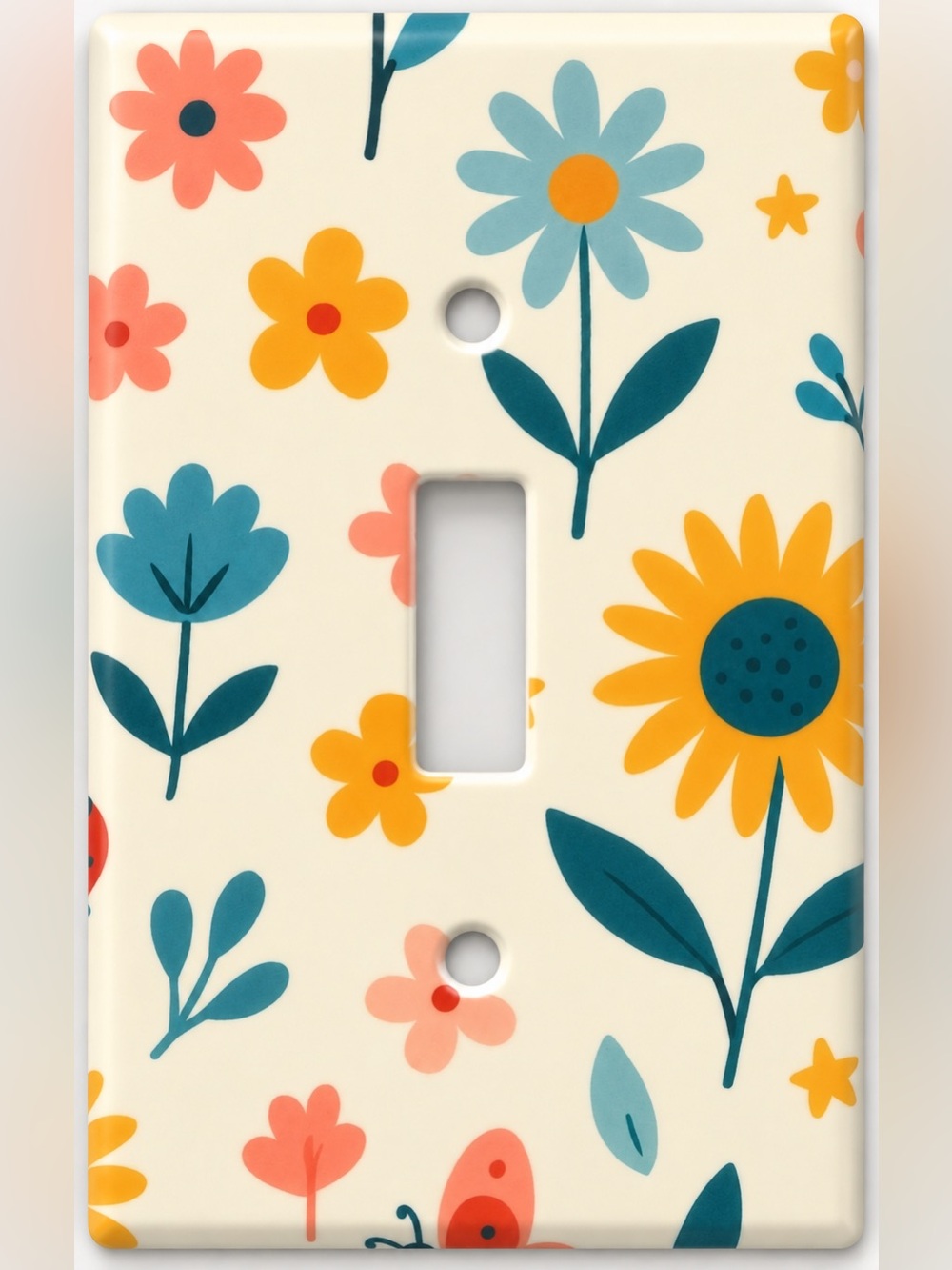 Handmade Retro Colorful Floral Daisy Toggle Light Switch Cover Plate